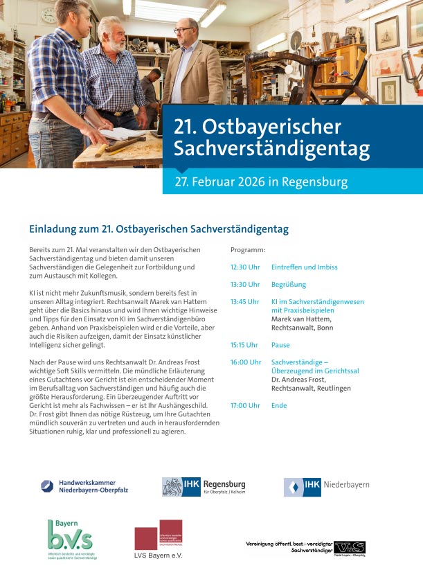 Einladung zum 21. Ostbayerischen Sachverständigentag